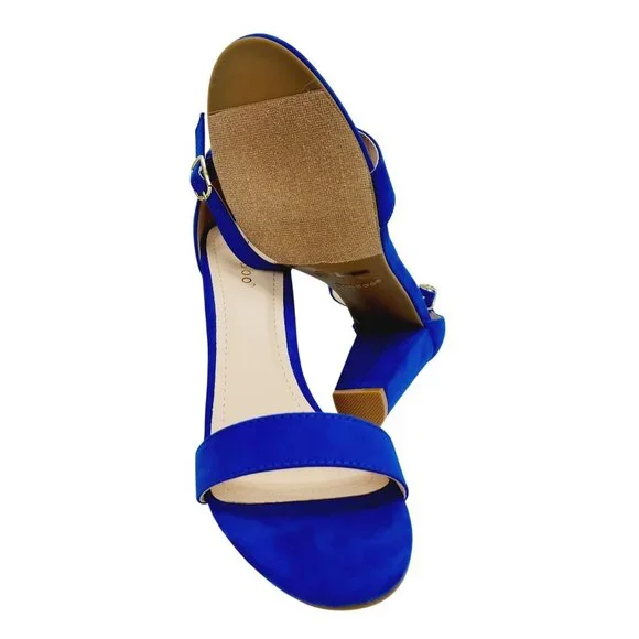 Bamboo Womens Blue High Heel Sandals Size 10 Open Toe Adjustable Strap - Picture 10 of 16